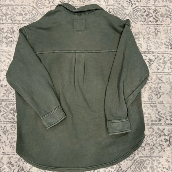Aerie Lumberjane Fleece Oversized Olive Green Shirt - Picture 8 of 10